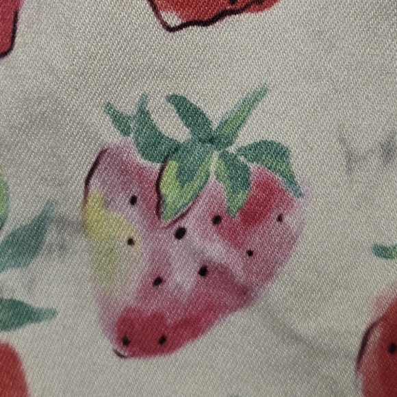 Machine Strawberry Print Flare Legged Stretchy 5 Pocket Zip Jeans Sz 9 - Picture 5 of 8